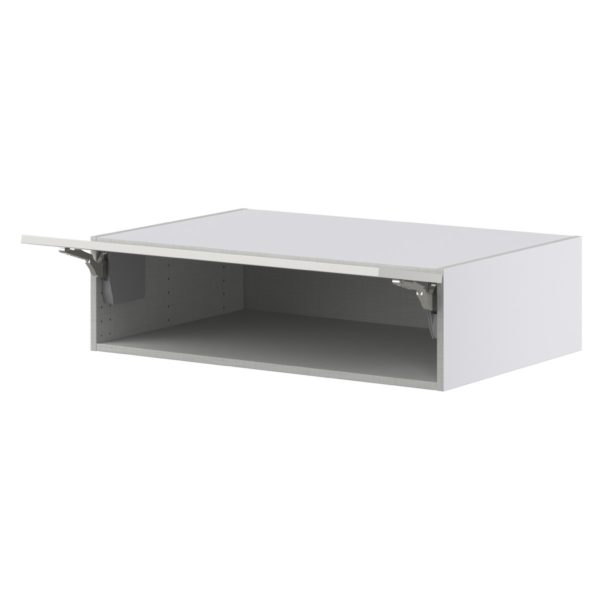 Wisteria Painted Light Gray Recessed Assembled Deep Wall Bridge Cabinet with Lift Up Door (36 in. W X 10 in. H X 24 in. D)