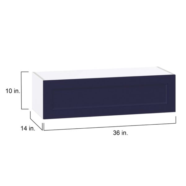 Camellia Painted Midnight Blue Recessed Assembled Wall Bridge Cabinet with Lift Up Door (36 in. W X 10 in. H X 14 in. D)