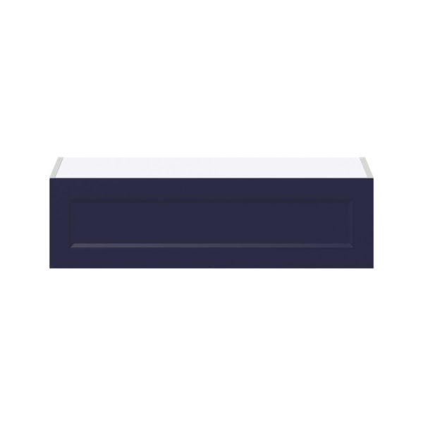 Camellia Painted Midnight Blue Recessed Assembled Wall Bridge Cabinet with Lift Up Door (36 in. W X 10 in. H X 14 in. D)