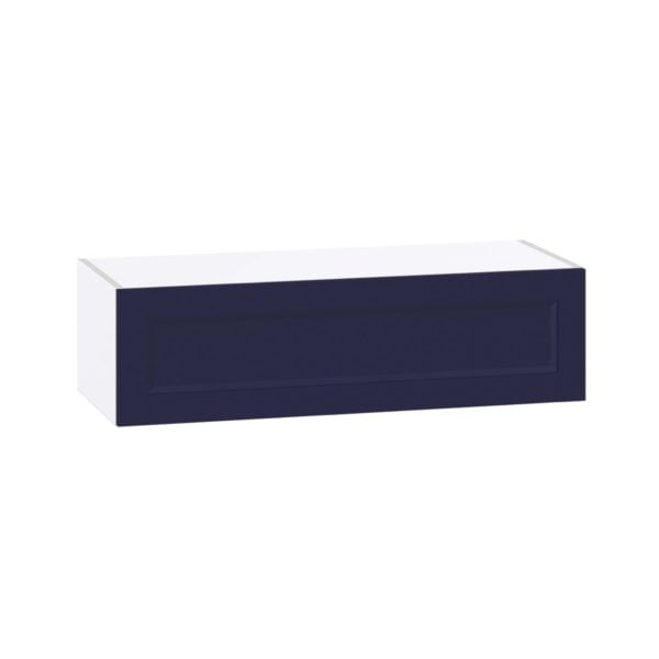 Camellia Painted Midnight Blue Recessed Assembled Wall Bridge Cabinet with Lift Up Door (36 in. W X 10 in. H X 14 in. D)