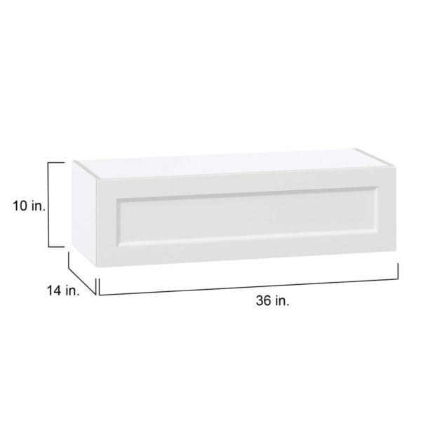 Magnolia Painted Bright White Recessed Assembled Wall Bridge Cabinet with Lift Up Door (36 in. W X 10 in. H X 14 in. D)