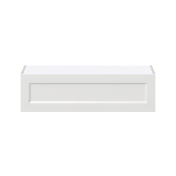 Magnolia Painted Bright White Recessed Assembled Wall Bridge Cabinet with Lift Up Door (36 in. W X 10 in. H X 14 in. D)