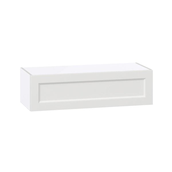 Magnolia Painted Bright White Recessed Assembled Wall Bridge Cabinet with Lift Up Door (36 in. W X 10 in. H X 14 in. D)