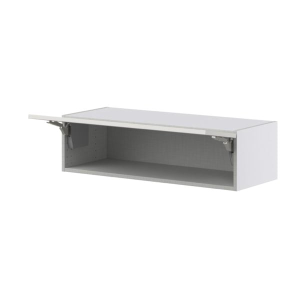 Wisteria Painted Light Gray Recessed Assembled Wall Bridge Cabinet with Lift Up Door (36 in. W X 10 in. H X 14 in. D)