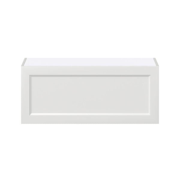 Magnolia Painted Bright White Recessed Assembled Wall Bridge  Cabinet with Lift Up Door (36 in. W x 15 in. H x 14 in. D)