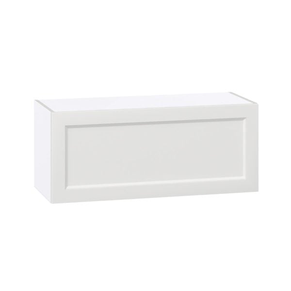 Magnolia Painted Bright White Recessed Assembled Wall Bridge  Cabinet with Lift Up Door (36 in. W x 15 in. H x 14 in. D)