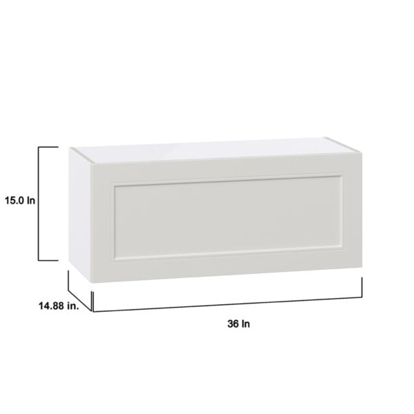 Wisteria Painted Light Gray Recessed Assembled Wall Bridge  Cabinet with Lift Up Door (36 in. W x 15 in. H x 14 in. D)