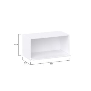 Jasmine Painted Warm White  Shaker Assembled Wall Microwave Shelf  Cabinet (30 in. W X 15 in. H X 14 in. D)