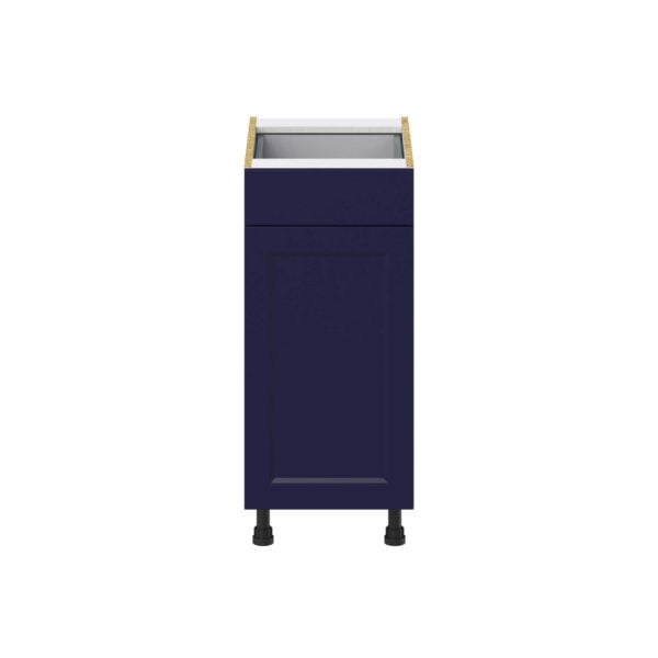 Camellia Painted Midnight Blue Recessed Assembled Base Cabinet With a Pull Out (15 in. W x 34.5 in. H x 24 in. D)