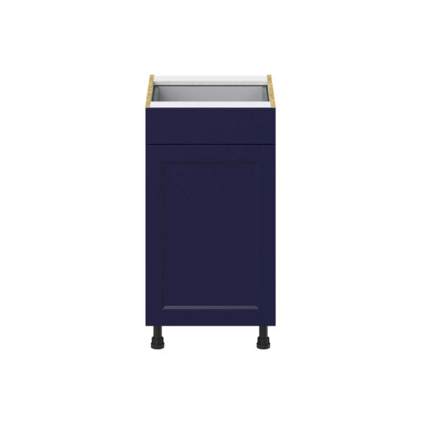 Camellia Painted Midnight Blue Recessed Assembled Base Cabinet With a Pull Out (18 in. W x 34.5 in. H x 24 in. D)