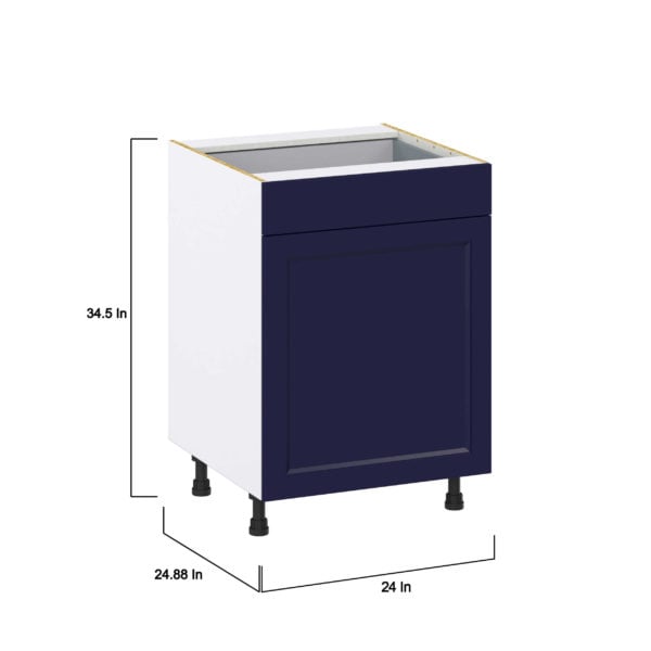 Camellia Painted Midnight Blue Recessed Assembled Base Cabinet With a Pull Out (24 in. W x 34.5 in. H x 24 in. D)