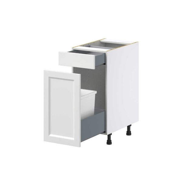 Magnolia Painted Bright White Recessed Assembled Base Cabinet With a Pull Out (15 in. W x 34.5 in. H x 24 in. D)