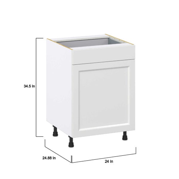 Magnolia Painted Bright White Recessed Assembled Base Cabinet With a Pull Out (24 in. W x 34.5 in. H x 24 in. D)