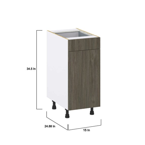 Cordyline Textured Slab Walnut Assembled Base Cabinet With a Pull Out (15 in. W x 34.5 in. H x 24 in. D)