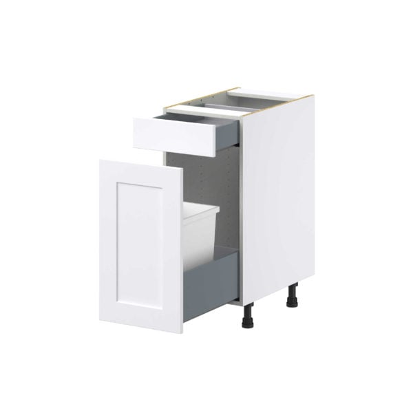 Jasmine Painted Warm White  Shaker Assembled Base Cabinet With a Pull Out (15 in. W x 34.5 in. H x 24 in. D)