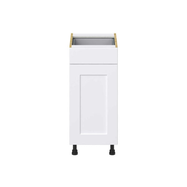 Jasmine Painted Warm White  Shaker Assembled Base Cabinet With a Pull Out (15 in. W x 34.5 in. H x 24 in. D)