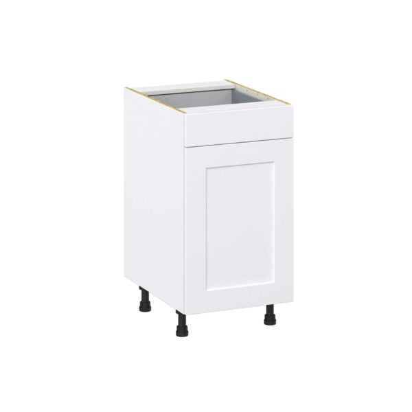 Jasmine Painted Warm White  Shaker Assembled Base Cabinet With a Pull Out (18 in. W x 34.5 in. H x 24 in. D)