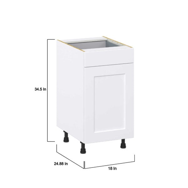 Jasmine Painted Warm White  Shaker Assembled Base Cabinet With a Pull Out (18 in. W x 34.5 in. H x 24 in. D)