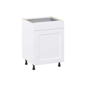 Jasmine Painted Warm White  Shaker Assembled Base Cabinet With a Pull Out (24 in. W x 34.5 in. H x 24 in. D)