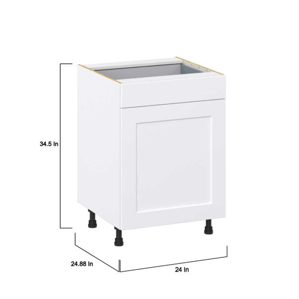 Jasmine Painted Warm White  Shaker Assembled Base Cabinet With a Pull Out (24 in. W x 34.5 in. H x 24 in. D)