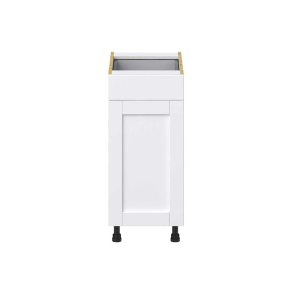 Dahlia Bright White  Shaker Assembled Base Cabinet With a Pull Out (15 in. W x 34.5 in. H x 24 in. D)