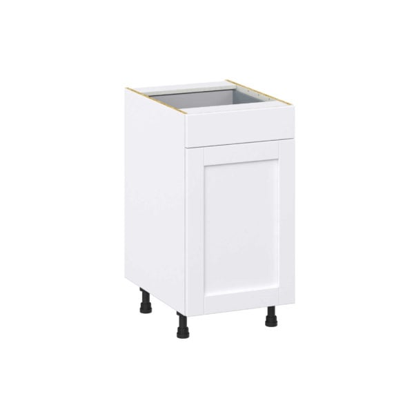 Dahlia Bright White  Shaker Assembled Base Cabinet With a Pull Out (18 in. W x 34.5 in. H x 24 in. D)