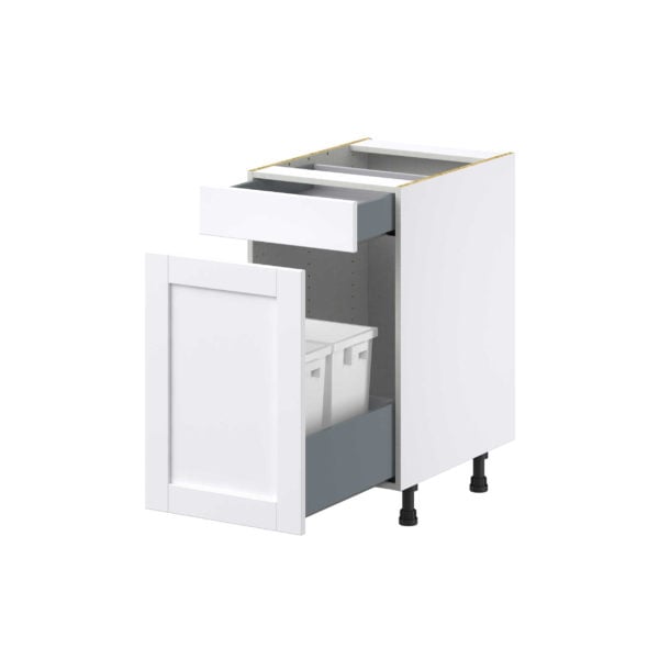 Dahlia Bright White  Shaker Assembled Base Cabinet With a Pull Out (18 in. W x 34.5 in. H x 24 in. D)