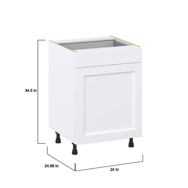 Dahlia Bright White  Shaker Assembled Base Cabinet With a Pull Out (24 in. W x 34.5 in. H x 24 in. D)