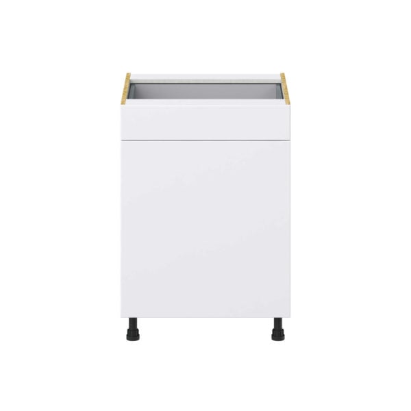 Lily Bright White  Slab Assembled Base Cabinet With a Pull Out (24 in. W x 34.5 in. H x 24 in. D)