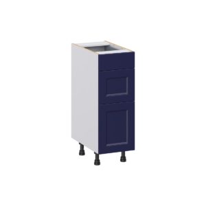 Camellia Painted Midnight Blue Recessed Assembled 12 in. W x 34.5 in. H x 21 in. D Vanity Drawer Base Cabinet with 3 Drawers