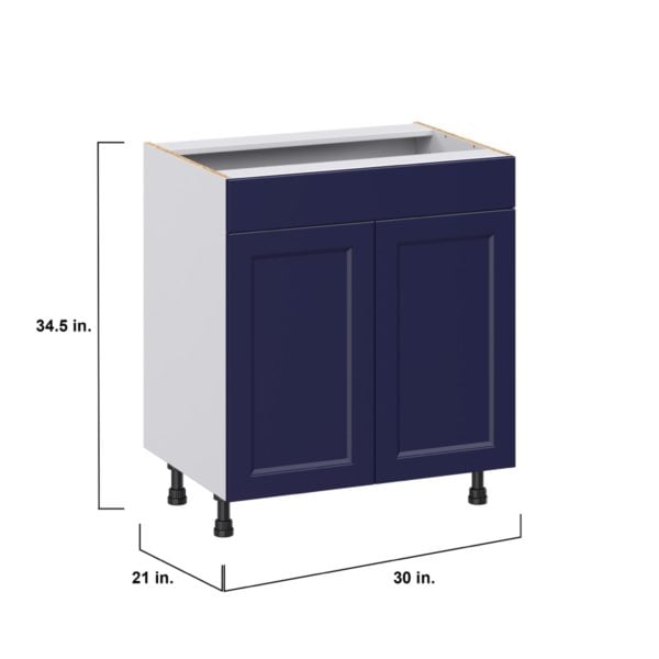 Camellia Painted Midnight Blue Recessed Assembled 30 in. W x 34.5 in. H x 21 in. D Vanity Sink Base Cabinet with False Front