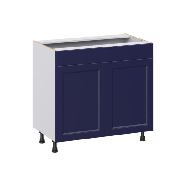 Camellia Painted Midnight Blue Recessed Assembled 36 in. W x 34.5 in.H x 21 in. D Vanity Sink Base Cabinet with False Front