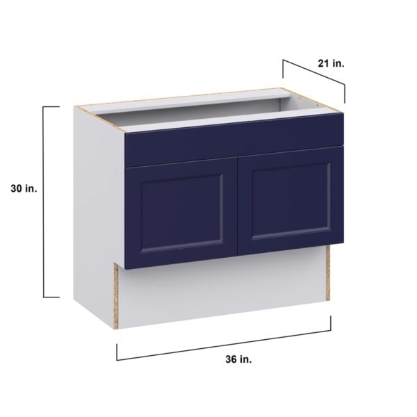 Camellia Painted Midnight Blue Recessed Assembled 36 in. W x 30 in. H x 21 in. D ADA Vanity Sink Base Cabinet With Removable Front