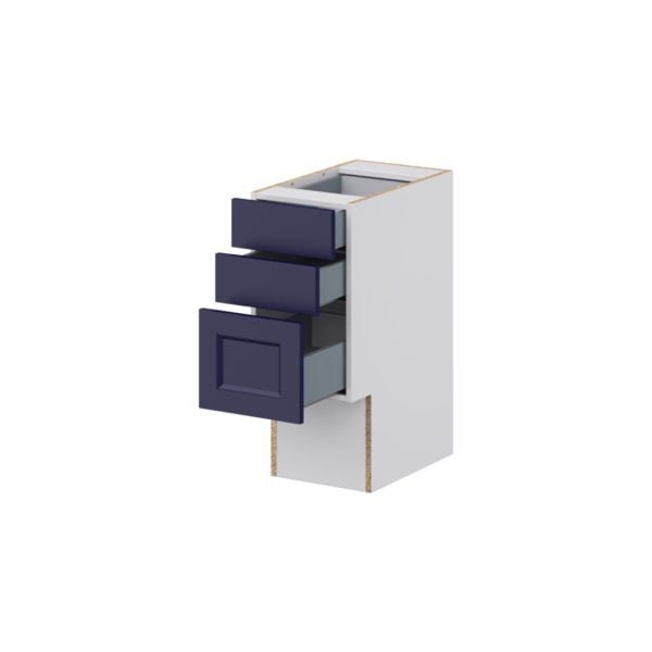 Camellia Painted Midnight Blue Recessed Assembled 12 in. W x 30 in. H x 21 in. D Vanity ADA Drawer Base Cabinet with 3 Drawers