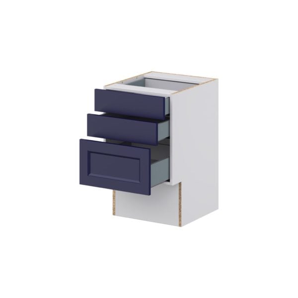 Camellia Painted Midnight Blue Recessed Assembled 18 in. W x 30 in. H x 21 in. D Vanity ADA Drawer Base Cabinet with 3 Drawers