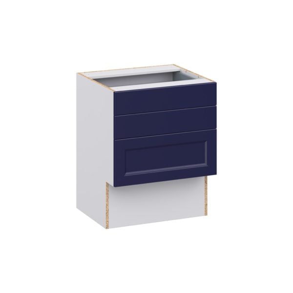 Camellia Painted Midnight Blue Recessed Assembled 24 in. W x 30 in. H x 21 in. D Vanity ADA Drawer Base Cabinet with 3 Drawers