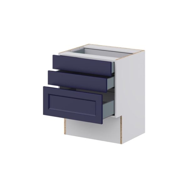 Camellia Painted Midnight Blue Recessed Assembled 24 in. W x 30 in. H x 21 in. D Vanity ADA Drawer Base Cabinet with 3 Drawers