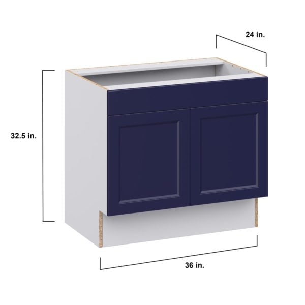 Camellia Painted Midnight Blue Recessed Assembled 36 in. W x 32.5 in. H x 24 in. D ADA Sink Base With Removable Front Cabinet