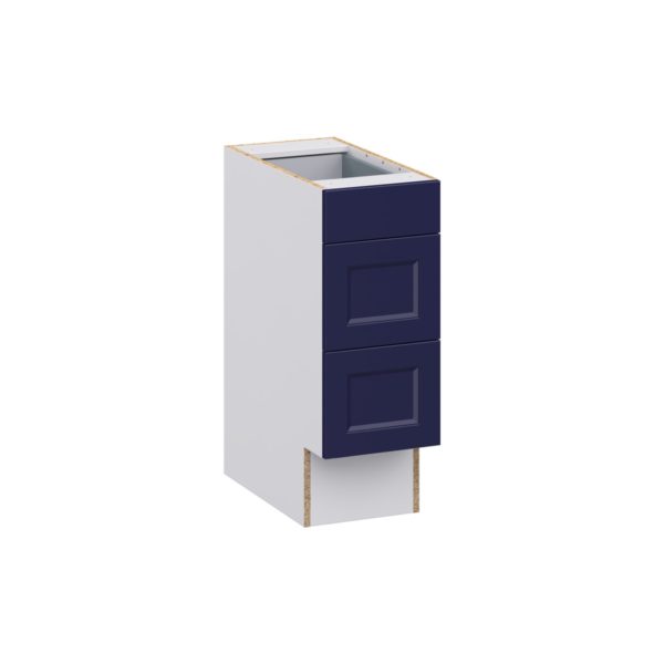 Camellia Painted Midnight Blue Recessed Assembled 12 in. W x 32.5 in. H x 24 in. D ADA Drawer Base Cabinet with 3 Drawers