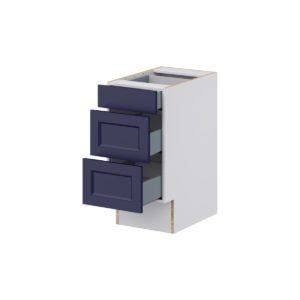 Camellia Painted Midnight Blue Recessed Assembled 15 in. W x 32.5 in. H x 24 in. D ADA Drawer Base Cabinet with 3 Drawers