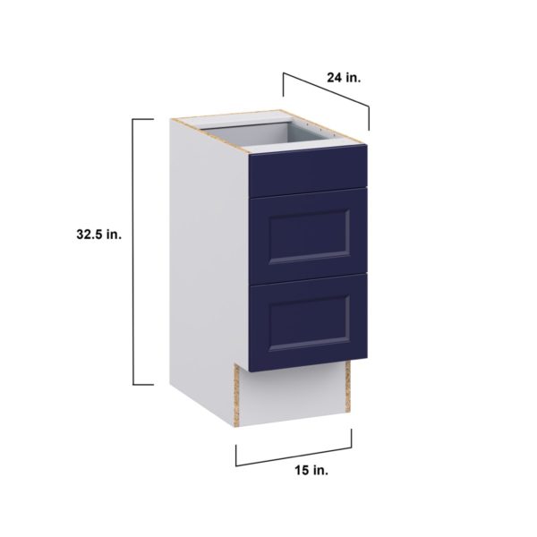 Camellia Painted Midnight Blue Recessed Assembled 15 in. W x 32.5 in. H x 24 in. D ADA Drawer Base Cabinet with 3 Drawers