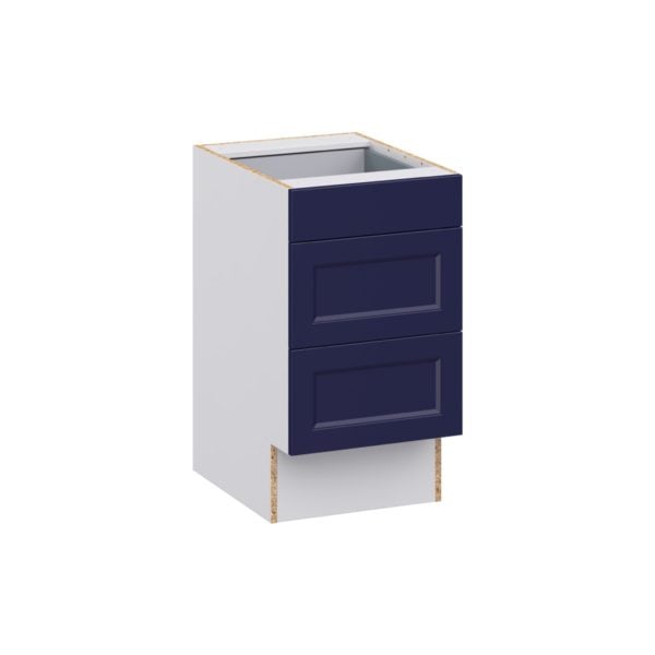 Camellia Painted Midnight Blue Recessed Assembled 18 in. W x 32.5 in. H x24 in. D ADA Drawer Base Cabinet with 3 Drawers