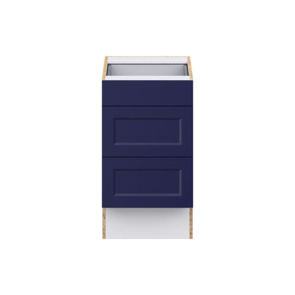 Camellia Painted Midnight Blue Recessed Assembled 18 in. W x 32.5 in. H x24 in. D ADA Drawer Base Cabinet with 3 Drawers