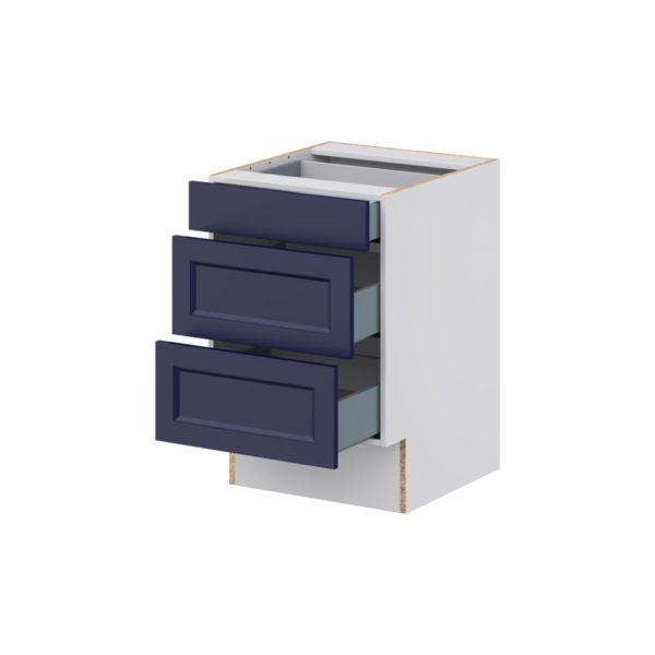 Camellia Painted Midnight Blue Recessed Assembled 21 in. W x 32.5 in. H x 24 in. D ADA Drawer Base Cabinet with 3 Drawers