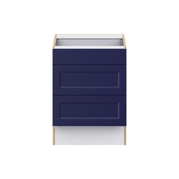 Camellia Painted Midnight Blue Recessed Assembled 24 in. W x 32.5 in. H x 24 in. D ADA Drawer Base Cabinet with 3 Drawers