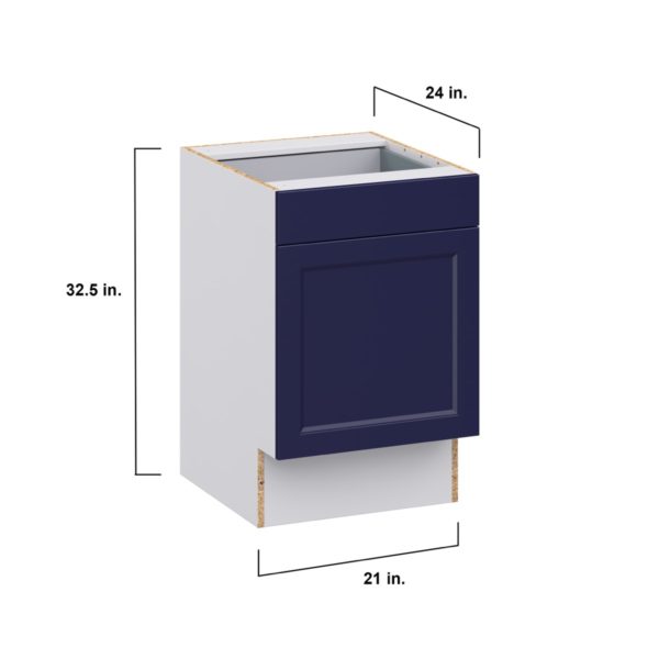 Camellia Painted Midnight Blue Recessed Assembled 21 in. W x 32.5 in. H x 24 in. D Accessible ADA Base Cabinet with 1 Drawer