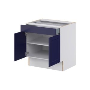 Camellia Painted Midnight Blue Recessed Assembled 30 in. W x 32.5 in. H x 24 in. D Accessible ADA Base Cabinet with 1 Drawer