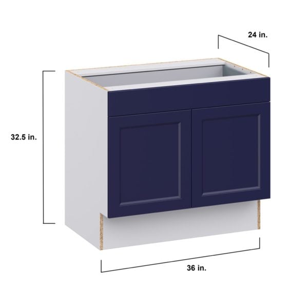 Camellia Painted Midnight Blue Recessed Assembled 36 in. W x 32.5 in. H x 24 in. D Accessible ADA Base Cabinet with 1 Drawer