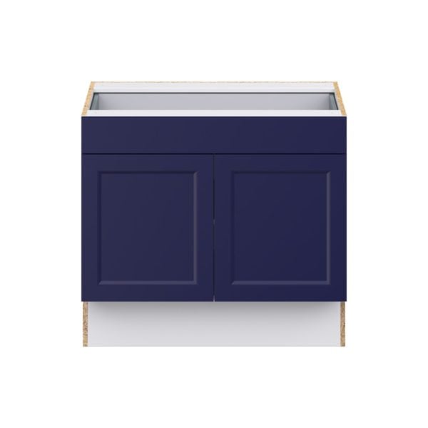 Camellia Painted Midnight Blue Recessed Assembled 36 in. W x 32.5 in. H x 24 in. D Accessible ADA Base Cabinet with 1 Drawer