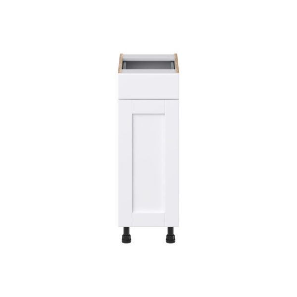 Dahlia Bright White Shaker Assembled 12 in. W x 34.5 in. H x 21 in.D Vanity Base Cabinet with 1 Drawer